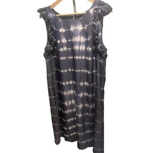Tribal Jeans Blue Ruffle Sleeveless Tie Dye Dress Size Medium EUC